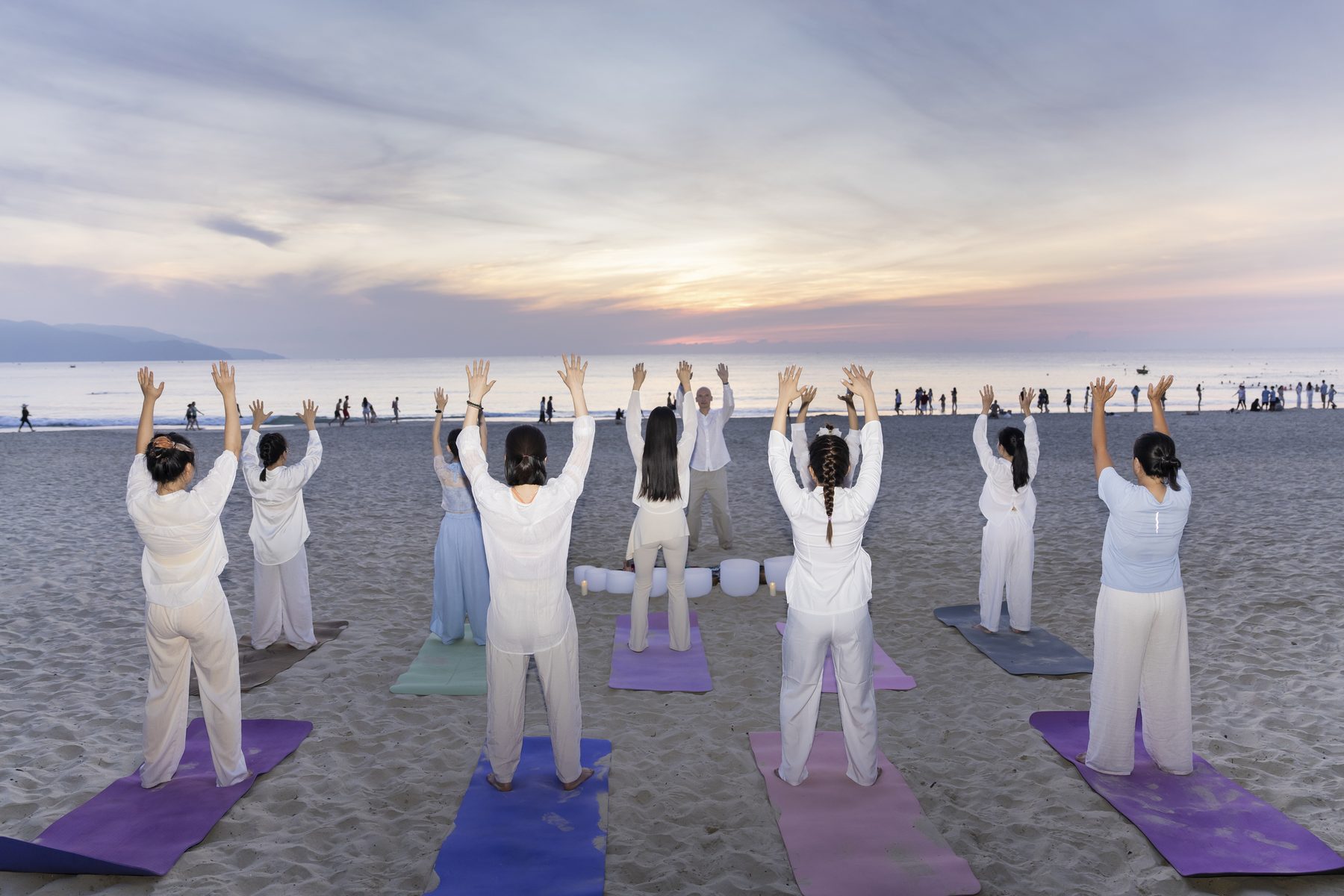 Sunrise Qigong class on the beach in Da Nang